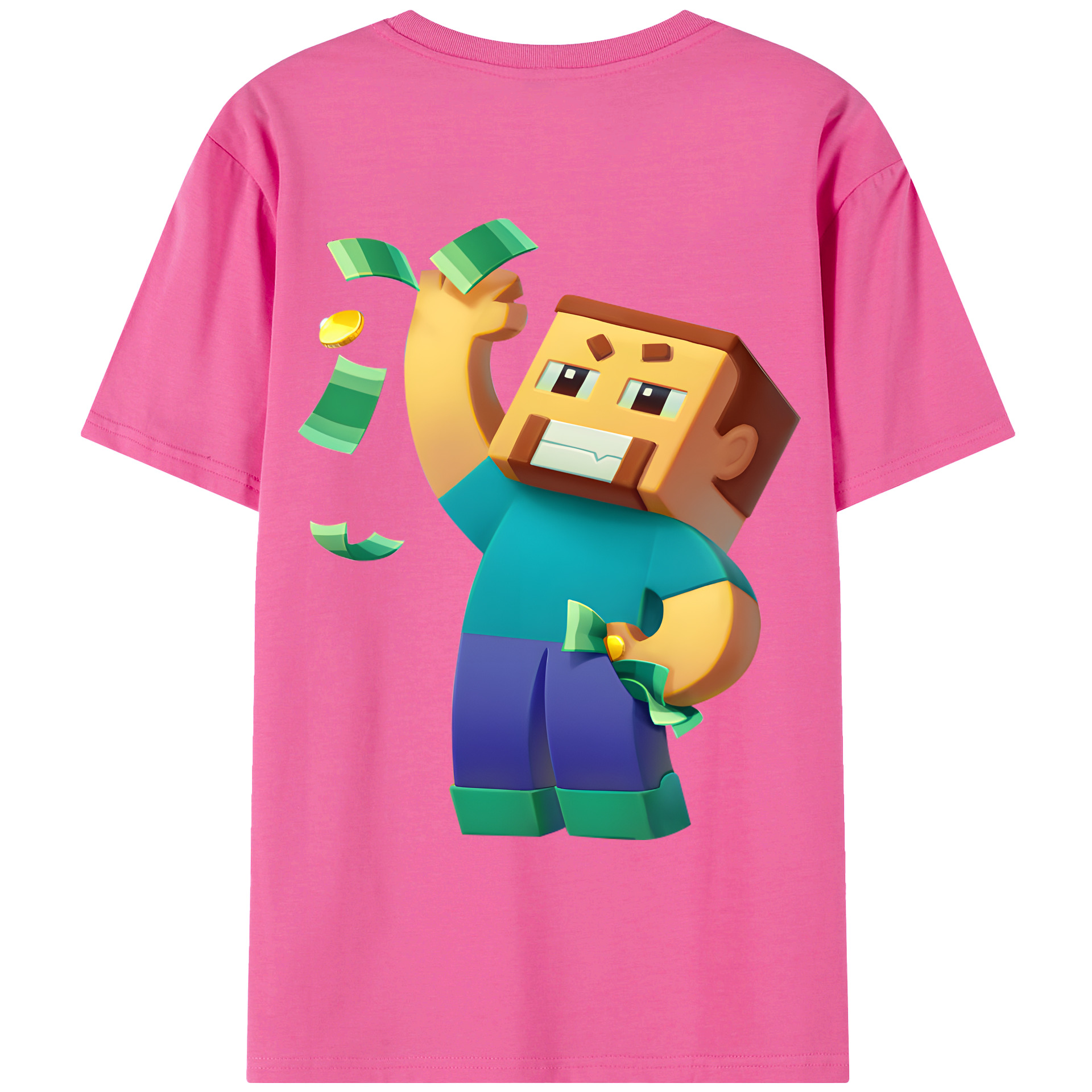 （画像用） マインクラフト ブロックの世界 Minecraft MC Block world レディース半袖Tシャツ(バックプリント)